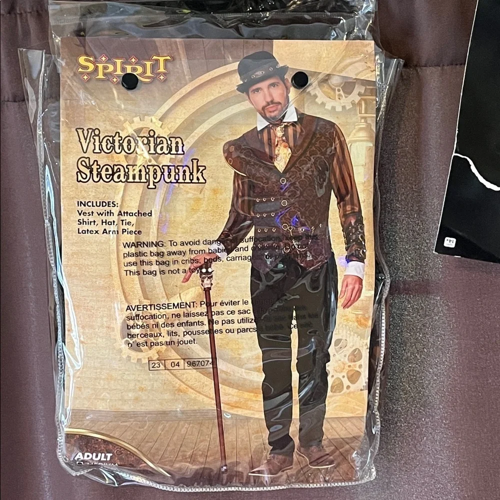 Spirit Victorian Steampunk Outfit with Brown Cane, Adult size medium - Picture 3 of 9